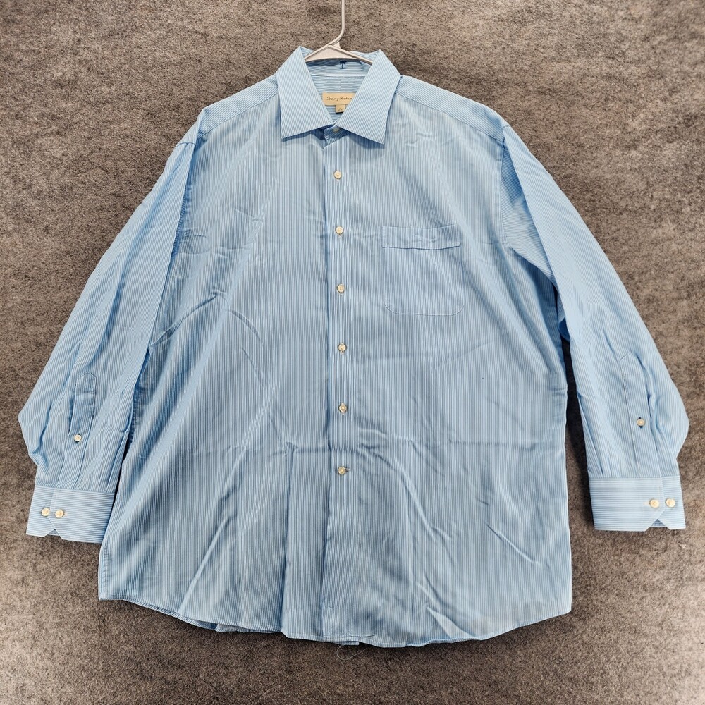 Tommy Bahama Shirt Mens 17 32-33 Long Sleeve Blue Striped